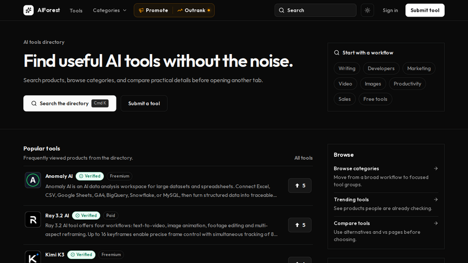 Screenshot of AIForest