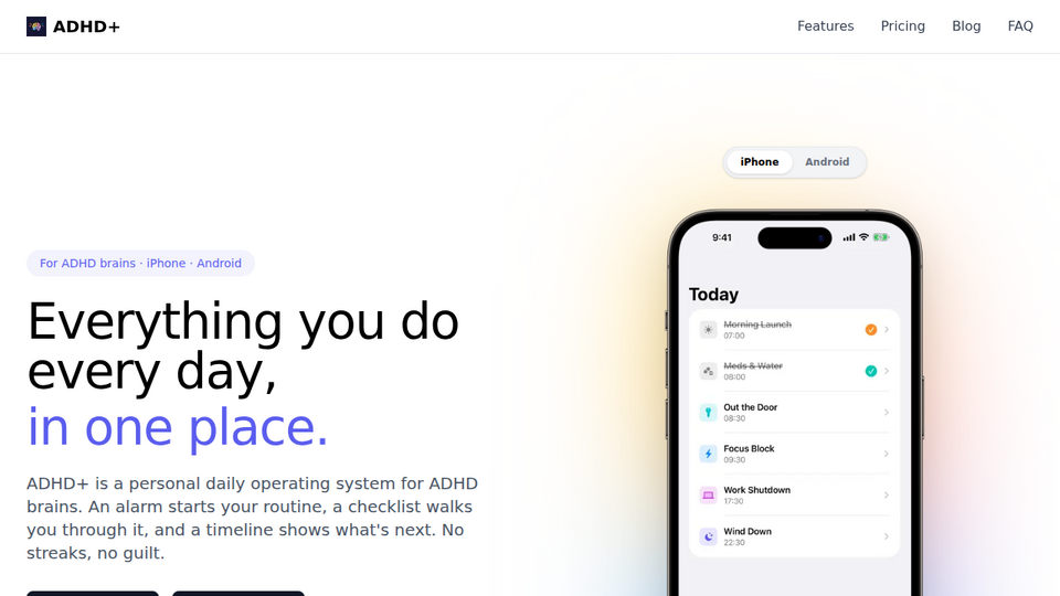 Screenshot of ADHD+