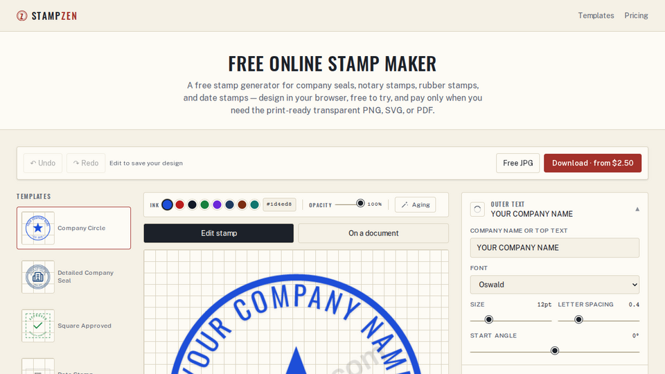 Screenshot of StampZen