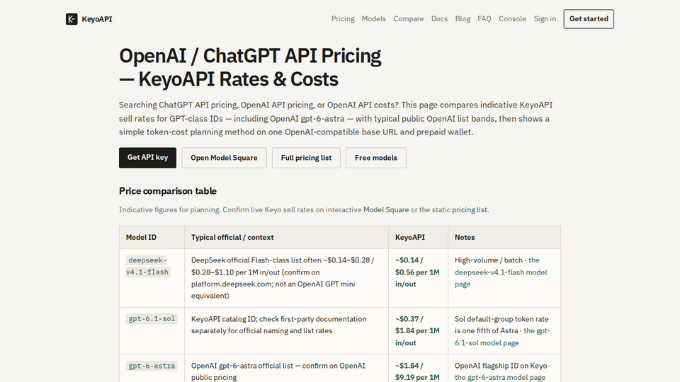 Screenshot of KeyoAPI