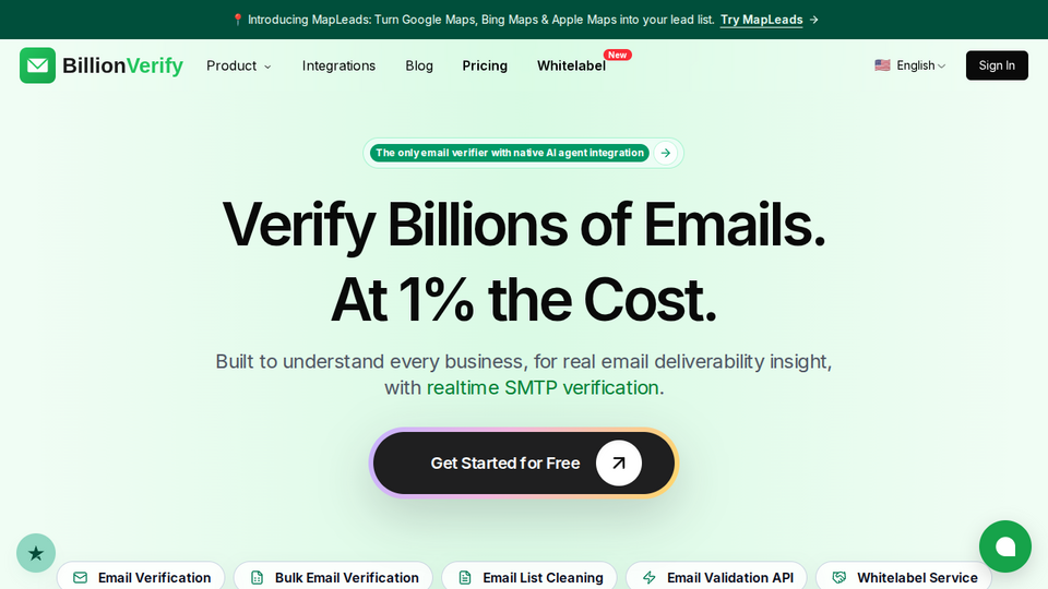 Screenshot of BillionVerify
