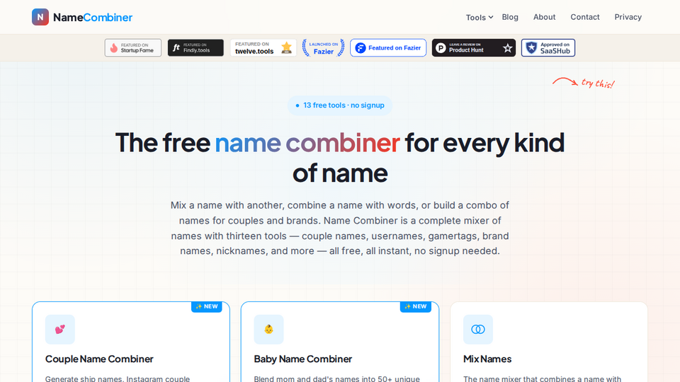 Screenshot of Name Combinerss