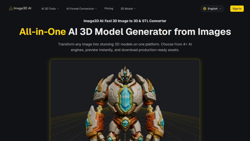 Screenshot of Image3D AI