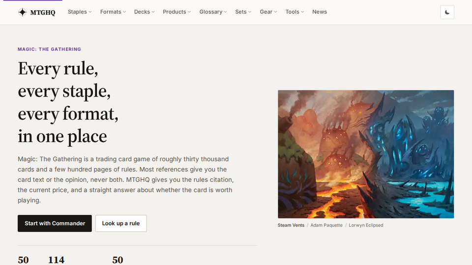 Screenshot of MTGHQ