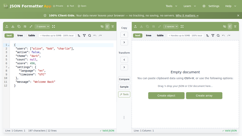Screenshot of JSON Formatter App