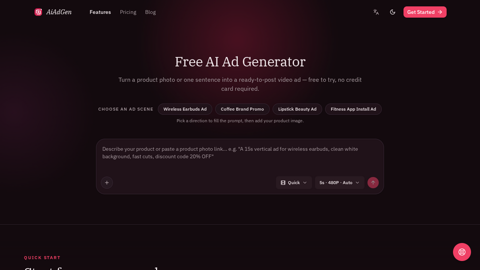 Screenshot of AiAdGen