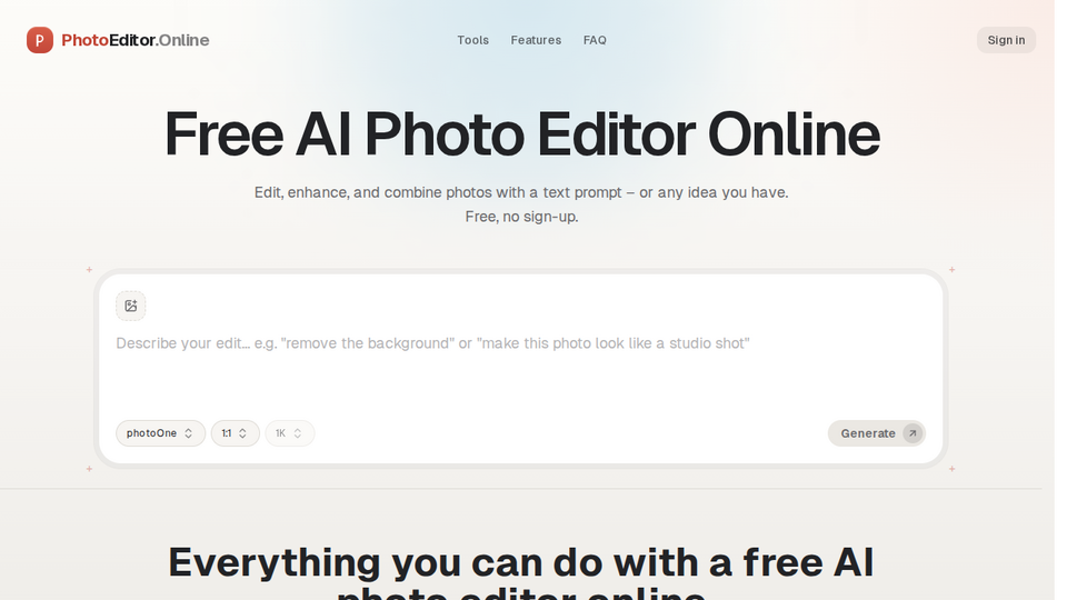 Screenshot of PhotoEditor.Online