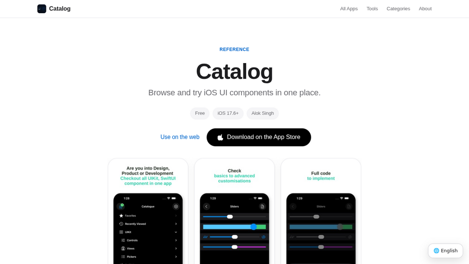 Screenshot of Catalog - UI