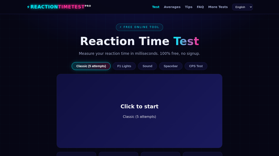 Screenshot of ReactionTimeTestPro