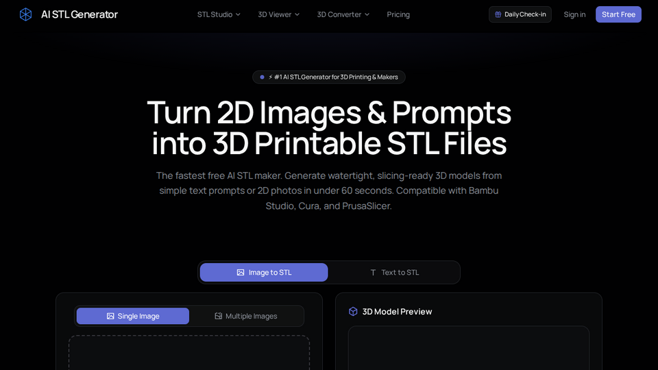 Screenshot of AI STL Generator