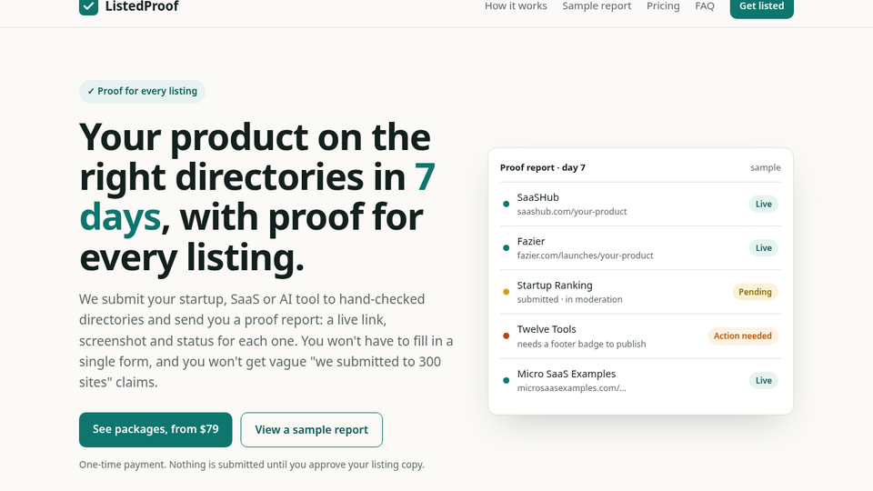 Screenshot of ListedProof