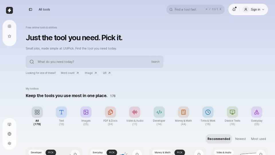 Screenshot of UtilPick