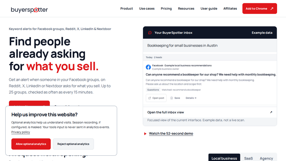Screenshot of BuyerSpotter