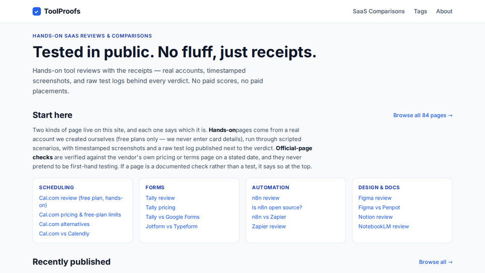 Screenshot of ToolProofs