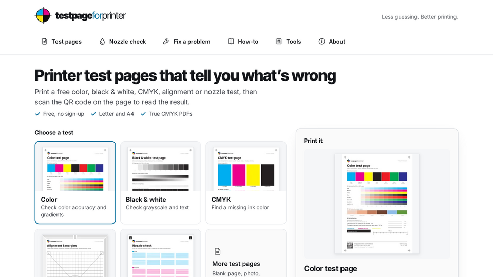 Screenshot of Test Page For Printer