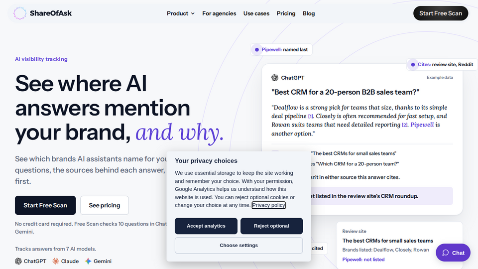 Screenshot of ShareOfAsk