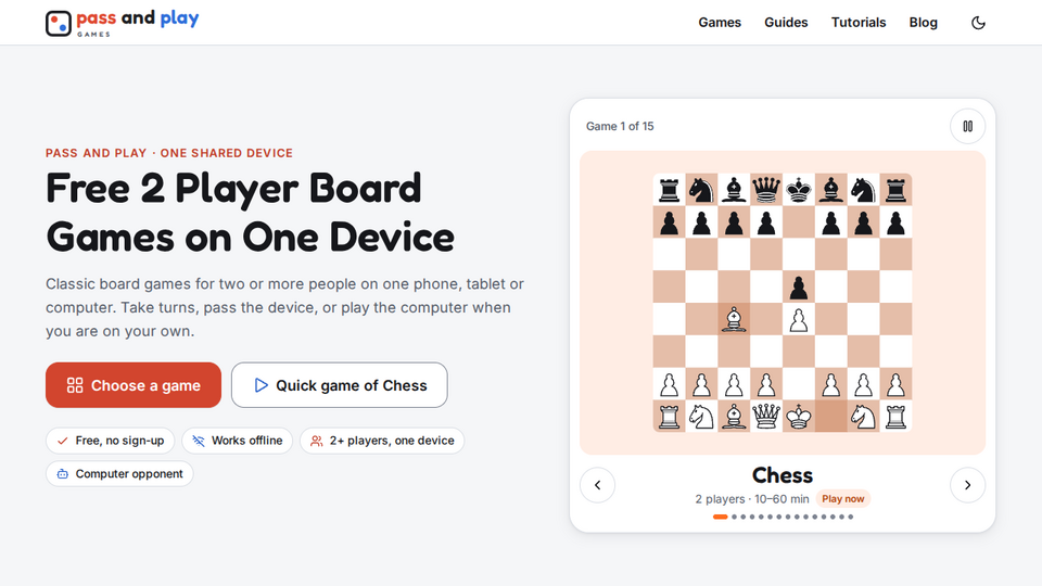 Screenshot of Pass and Play Games