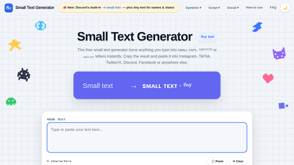 Screenshot of Small Text Generator