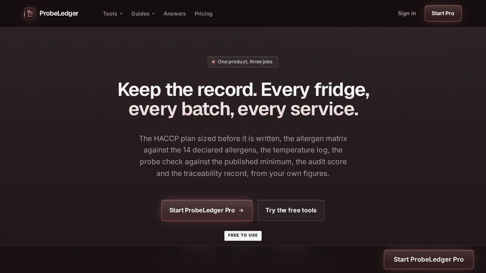 Screenshot of ProbeLedger
