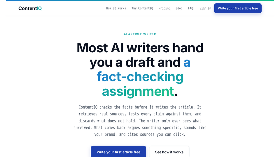 Screenshot of ContentIQ