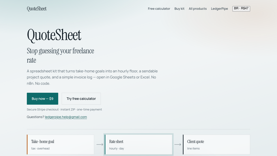 Screenshot of QuoteSheet