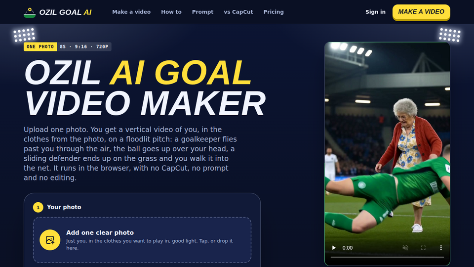 Screenshot of Ozil Goal AI