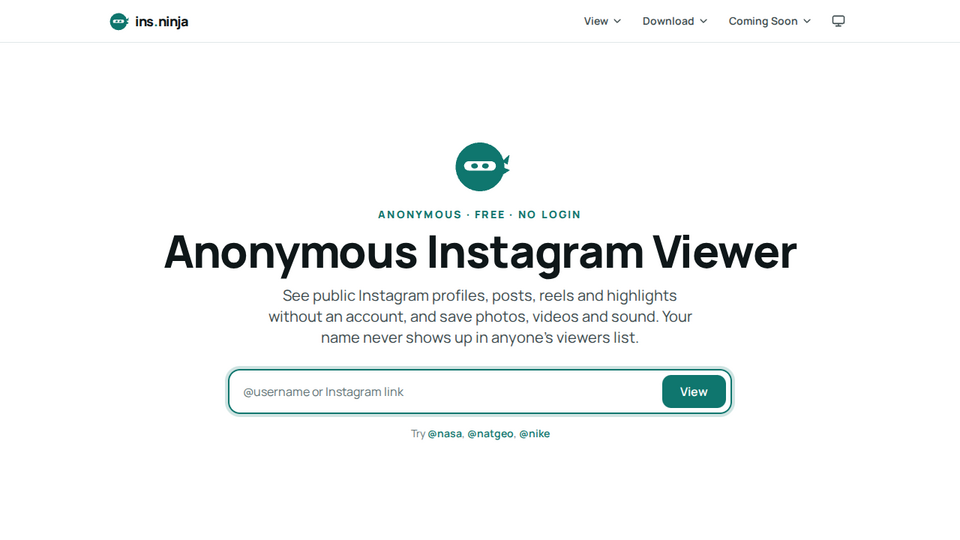 Screenshot of ins.ninja