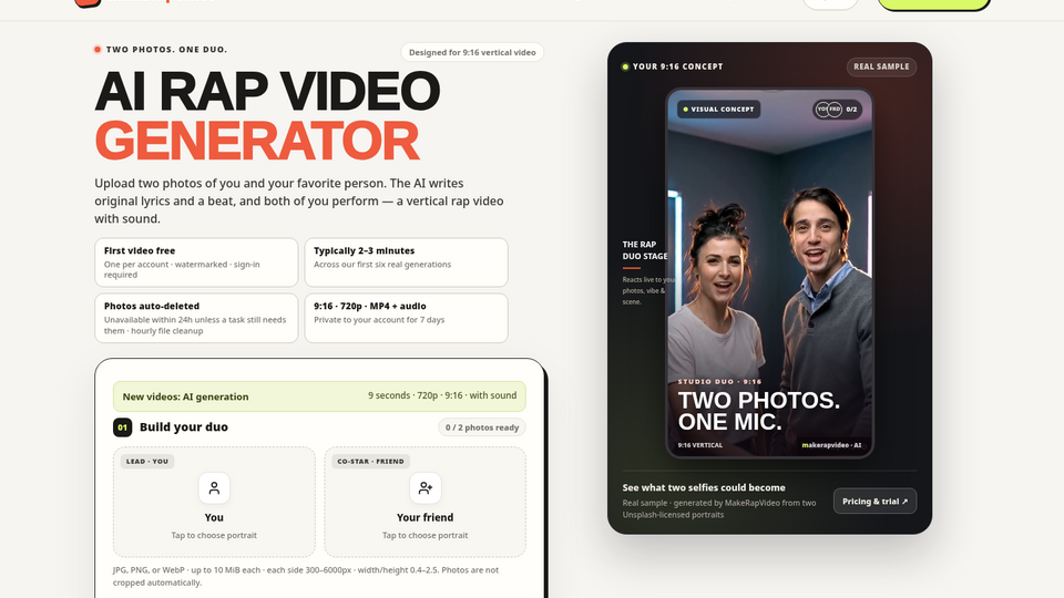 Screenshot of MakeRapVideo