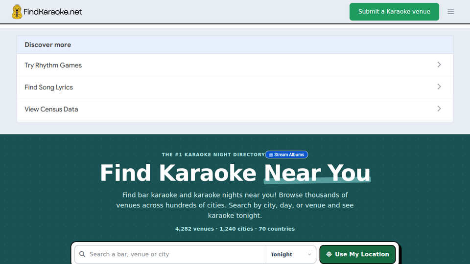 Screenshot of FindKaraoke