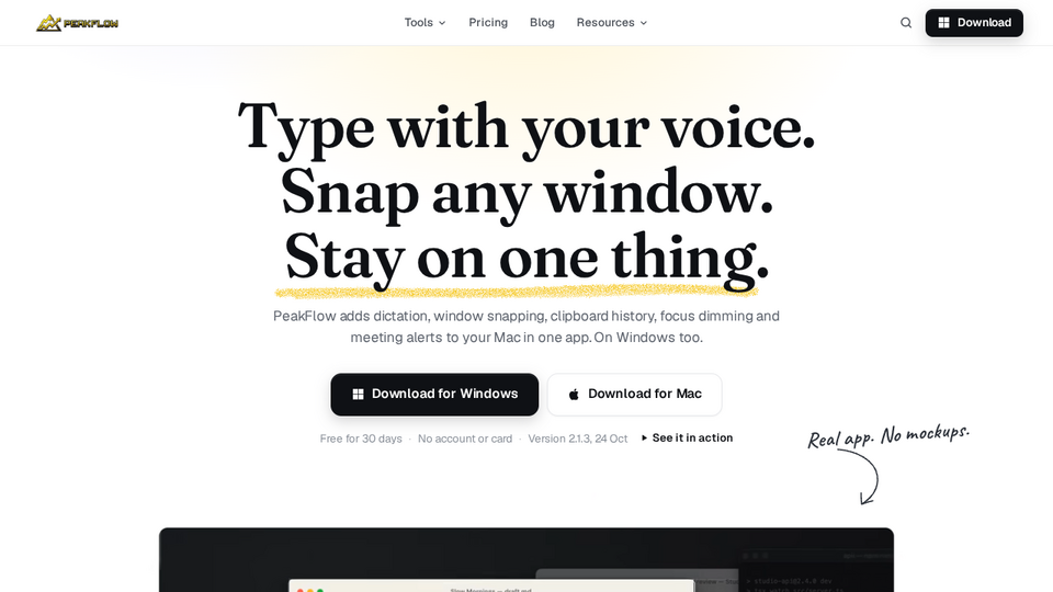Screenshot of PeakFlow