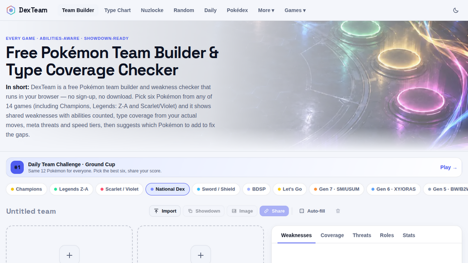 Screenshot of DexTeam