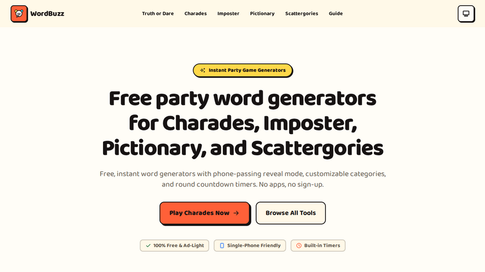 Screenshot of WordBuzz