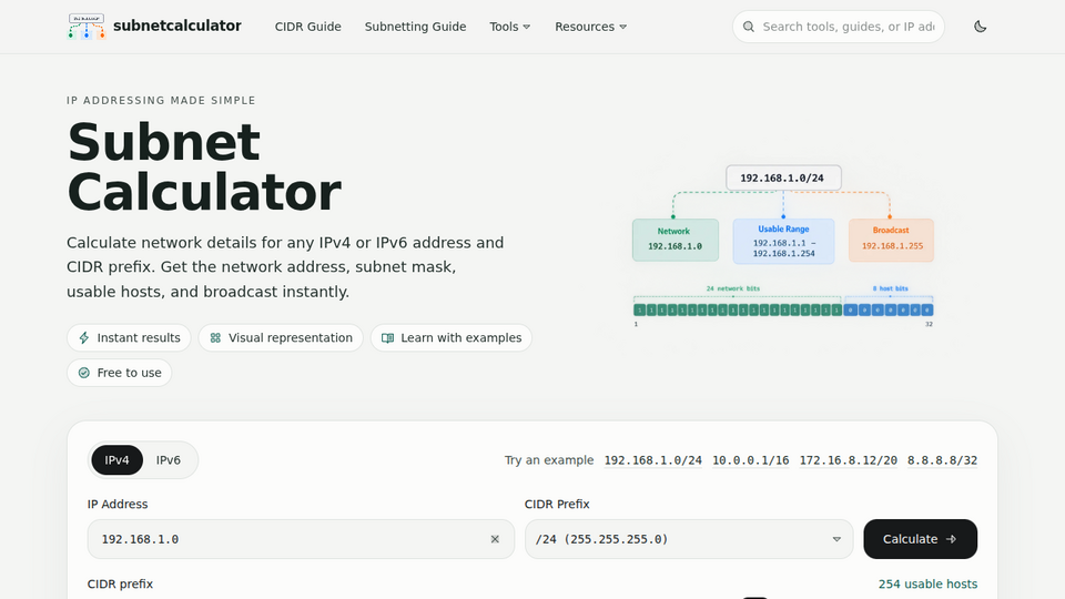 Screenshot of Subnet Calculator