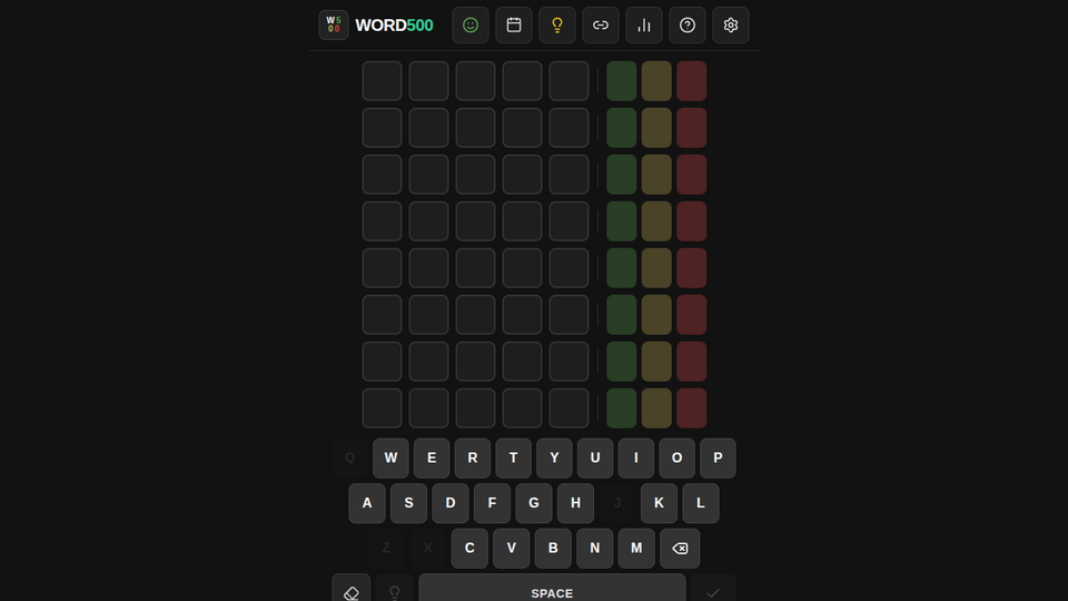 Screenshot of Word500