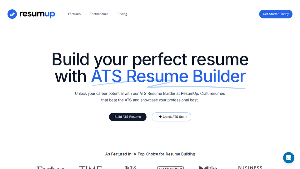 Screenshot of ResumUp