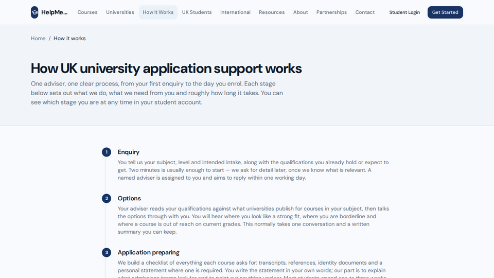 Screenshot of HelpMeDegree