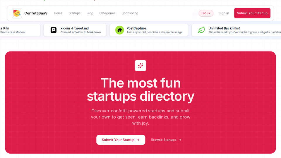 Screenshot of ConfettiSaaS