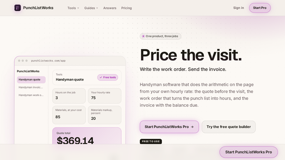 Screenshot of PunchListWorks