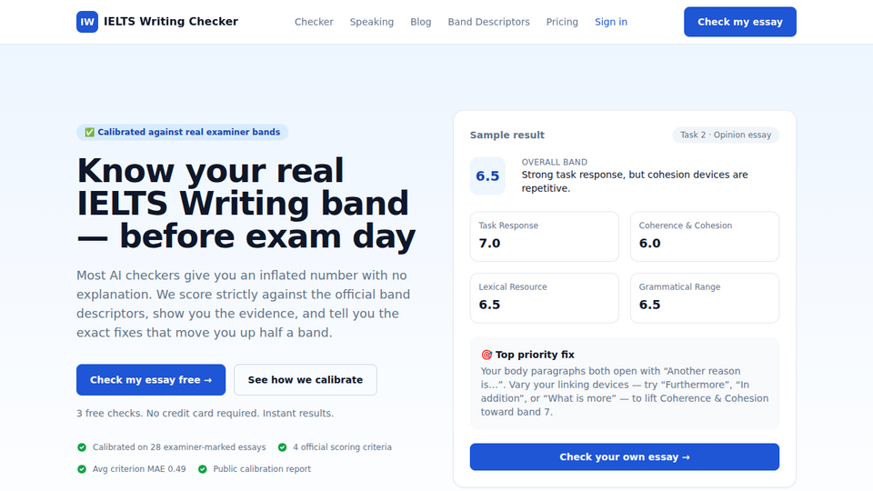 Screenshot of IELTS Writing Checker