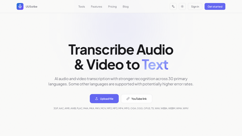 Screenshot of UUScribe