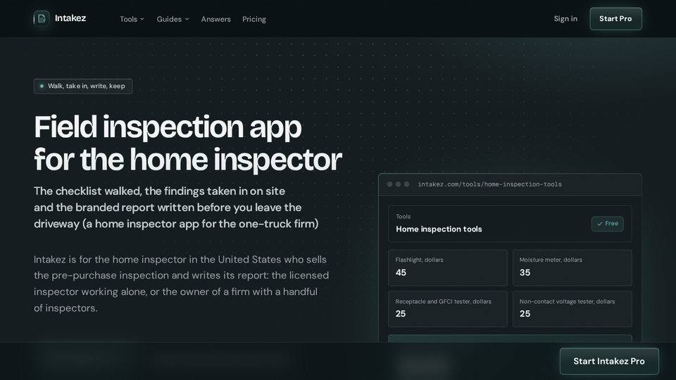 Screenshot of Intakez