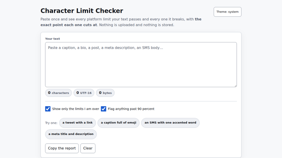 Screenshot of Character Limit Checker