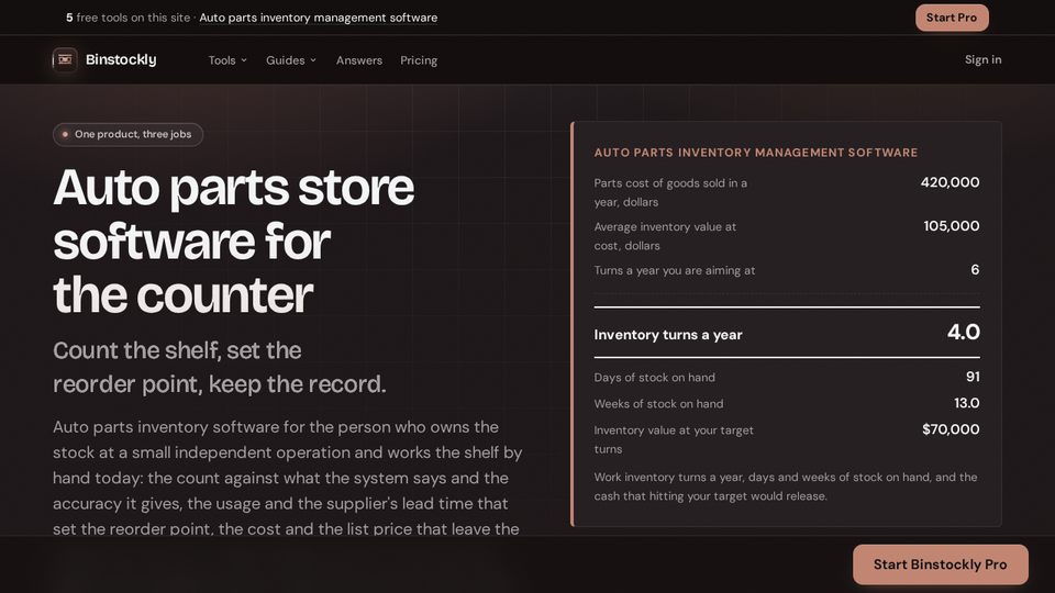 Screenshot of Binstockly