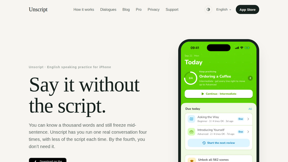 Screenshot of Unscript