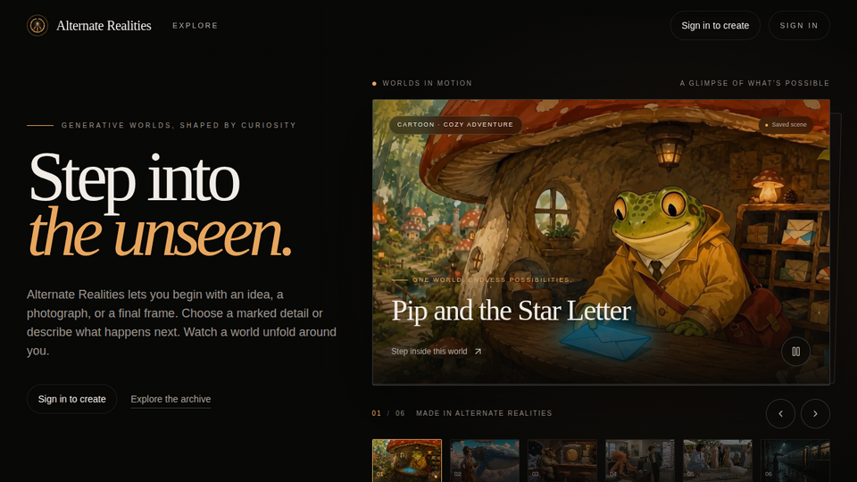 Screenshot of Alternate Realities