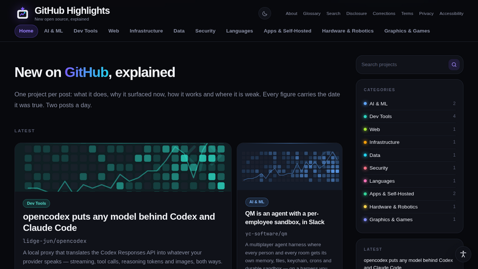 Screenshot of GitHub Highlights