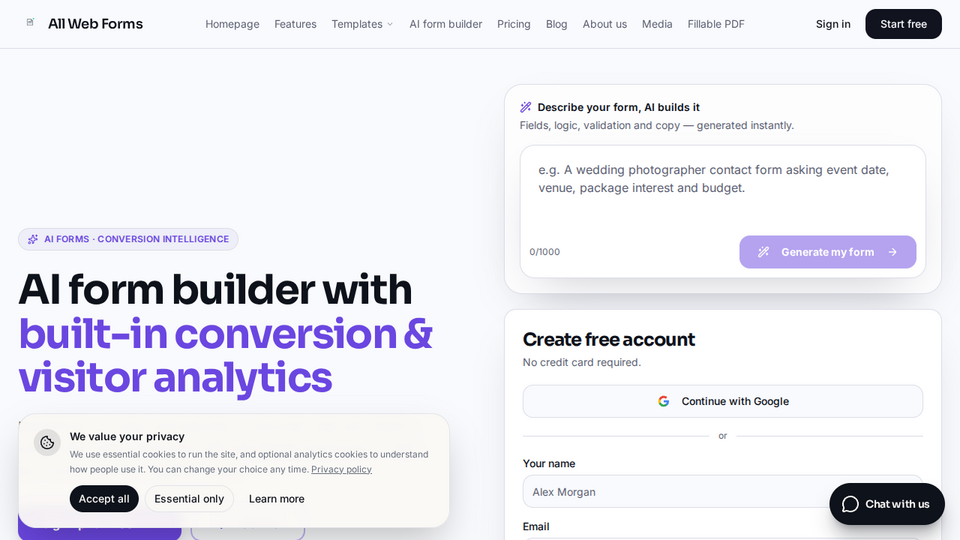 Screenshot of All Web Forms