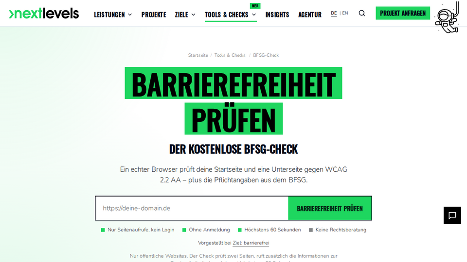 Screenshot of BFSG Accessibility Check