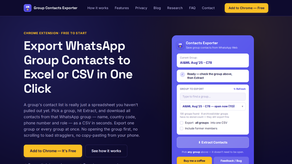 Screenshot of Group Contacts Exporter