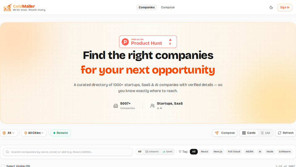 Screenshot of ColdMailer